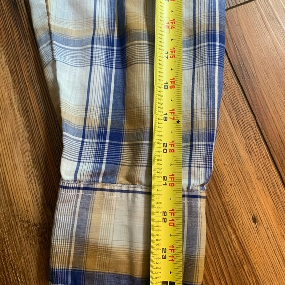 Wrangler Wrancher Pearl Snap Western Shirt Men’s Blue Plaid Size Large Cowboy - Picture 13 of 16